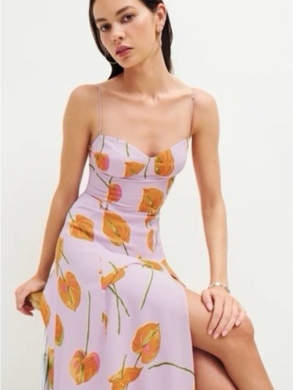 Reformation Juliette Midi Dress with Anthurium Print